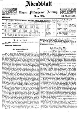 Neue Münchener Zeitung. Morgenblatt (Süddeutsche Presse) Mittwoch 24. April 1861