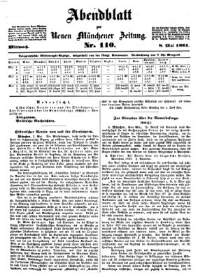 Neue Münchener Zeitung. Morgenblatt (Süddeutsche Presse) Mittwoch 8. Mai 1861