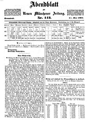 Neue Münchener Zeitung. Morgenblatt (Süddeutsche Presse) Samstag 11. Mai 1861