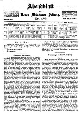 Neue Münchener Zeitung. Morgenblatt (Süddeutsche Presse) Donnerstag 23. Mai 1861