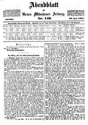 Neue Münchener Zeitung. Morgenblatt (Süddeutsche Presse) Donnerstag 20. Juni 1861