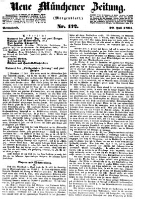 Neue Münchener Zeitung. Morgenblatt (Süddeutsche Presse) Samstag 20. Juli 1861