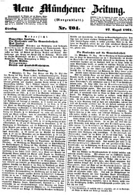 Neue Münchener Zeitung. Morgenblatt (Süddeutsche Presse) Dienstag 27. August 1861