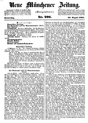 Neue Münchener Zeitung. Morgenblatt (Süddeutsche Presse) Donnerstag 29. August 1861