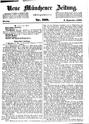 Neue Münchener Zeitung. Morgenblatt (Süddeutsche Presse) Montag 2. September 1861