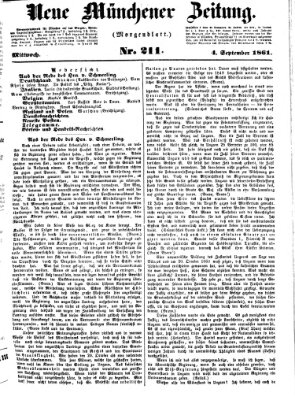 Neue Münchener Zeitung. Morgenblatt (Süddeutsche Presse) Mittwoch 4. September 1861