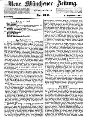 Neue Münchener Zeitung. Morgenblatt (Süddeutsche Presse) Donnerstag 5. September 1861