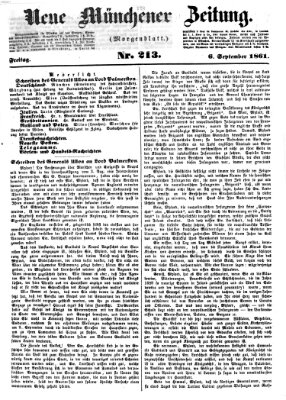 Neue Münchener Zeitung. Morgenblatt (Süddeutsche Presse) Freitag 6. September 1861