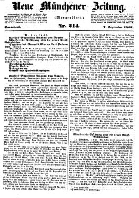 Neue Münchener Zeitung. Morgenblatt (Süddeutsche Presse) Samstag 7. September 1861