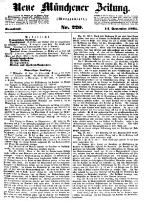 Neue Münchener Zeitung. Morgenblatt (Süddeutsche Presse) Samstag 14. September 1861