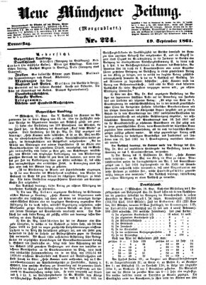 Neue Münchener Zeitung. Morgenblatt (Süddeutsche Presse) Donnerstag 19. September 1861