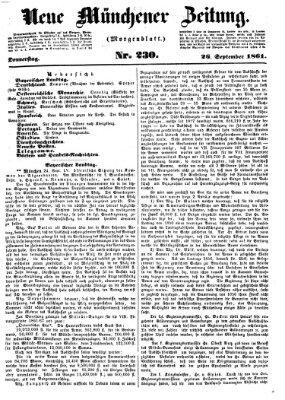 Neue Münchener Zeitung. Morgenblatt (Süddeutsche Presse) Donnerstag 26. September 1861