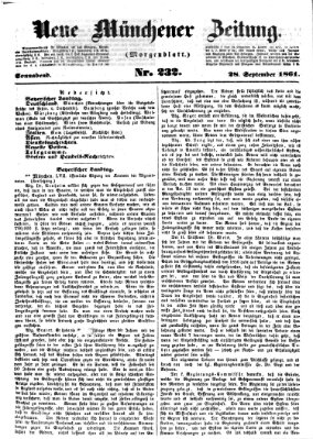 Neue Münchener Zeitung. Morgenblatt (Süddeutsche Presse) Samstag 28. September 1861