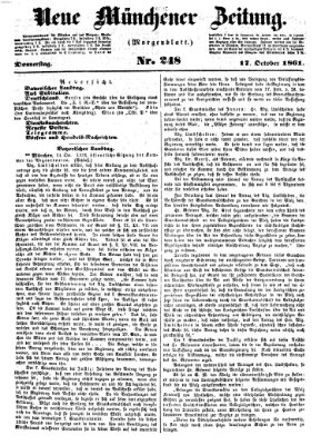 Neue Münchener Zeitung. Morgenblatt (Süddeutsche Presse) Donnerstag 17. Oktober 1861