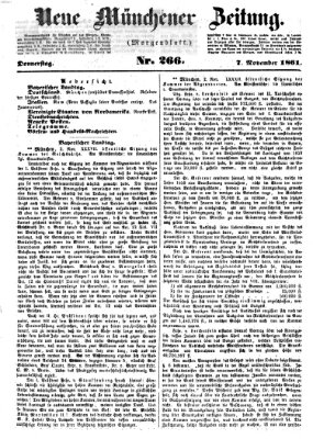 Neue Münchener Zeitung. Morgenblatt (Süddeutsche Presse) Donnerstag 7. November 1861