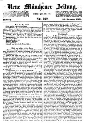 Neue Münchener Zeitung. Morgenblatt (Süddeutsche Presse) Mittwoch 20. November 1861