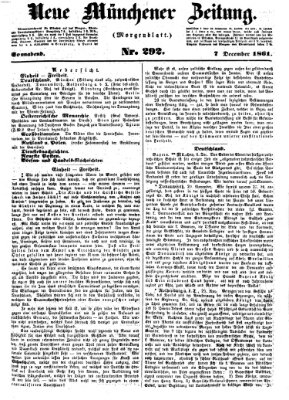 Neue Münchener Zeitung. Morgenblatt (Süddeutsche Presse) Samstag 7. Dezember 1861