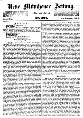 Neue Münchener Zeitung. Morgenblatt (Süddeutsche Presse) Donnerstag 19. Dezember 1861