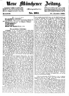 Neue Münchener Zeitung. Morgenblatt (Süddeutsche Presse) Samstag 21. Dezember 1861