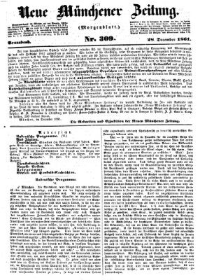 Neue Münchener Zeitung. Morgenblatt (Süddeutsche Presse) Samstag 28. Dezember 1861