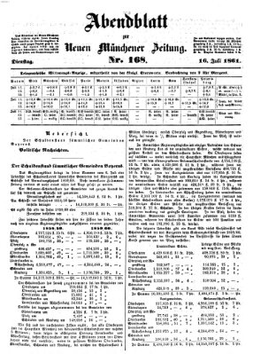 Neue Münchener Zeitung. Morgenblatt (Süddeutsche Presse) Dienstag 16. Juli 1861