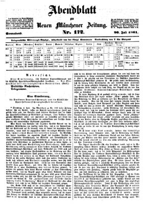 Neue Münchener Zeitung. Morgenblatt (Süddeutsche Presse) Samstag 20. Juli 1861