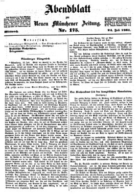 Neue Münchener Zeitung. Morgenblatt (Süddeutsche Presse) Mittwoch 24. Juli 1861