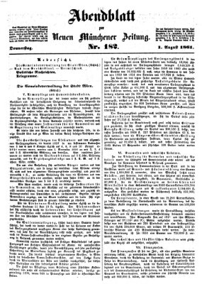 Neue Münchener Zeitung. Morgenblatt (Süddeutsche Presse) Donnerstag 1. August 1861