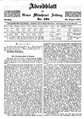 Neue Münchener Zeitung. Morgenblatt (Süddeutsche Presse) Dienstag 20. August 1861