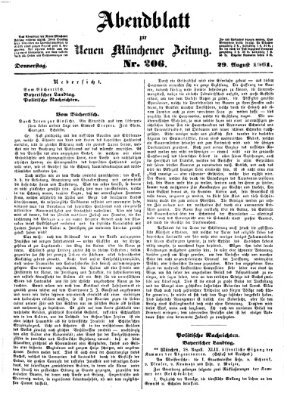 Neue Münchener Zeitung. Morgenblatt (Süddeutsche Presse) Donnerstag 29. August 1861