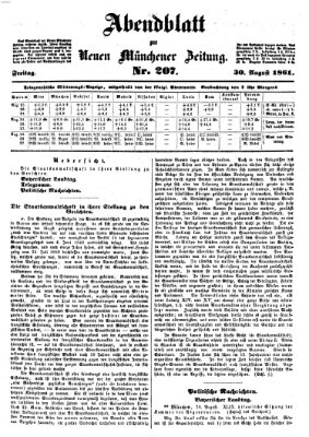 Neue Münchener Zeitung. Morgenblatt (Süddeutsche Presse) Freitag 30. August 1861