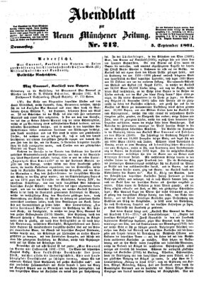 Neue Münchener Zeitung. Morgenblatt (Süddeutsche Presse) Donnerstag 5. September 1861