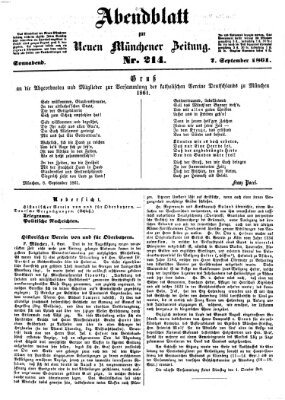 Neue Münchener Zeitung. Morgenblatt (Süddeutsche Presse) Samstag 7. September 1861