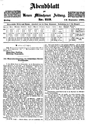 Neue Münchener Zeitung. Morgenblatt (Süddeutsche Presse) Freitag 13. September 1861