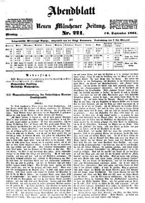 Neue Münchener Zeitung. Morgenblatt (Süddeutsche Presse) Montag 16. September 1861