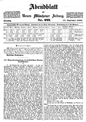 Neue Münchener Zeitung. Morgenblatt (Süddeutsche Presse) Dienstag 17. September 1861