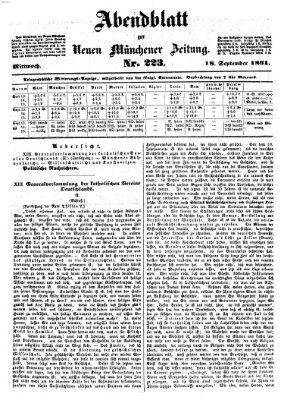 Neue Münchener Zeitung. Morgenblatt (Süddeutsche Presse) Mittwoch 18. September 1861