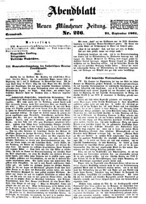 Neue Münchener Zeitung. Morgenblatt (Süddeutsche Presse) Samstag 21. September 1861