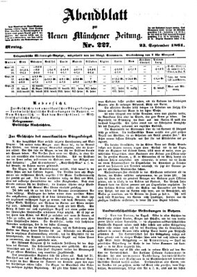 Neue Münchener Zeitung. Morgenblatt (Süddeutsche Presse) Montag 23. September 1861