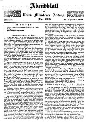 Neue Münchener Zeitung. Morgenblatt (Süddeutsche Presse) Mittwoch 25. September 1861