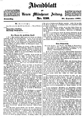 Neue Münchener Zeitung. Morgenblatt (Süddeutsche Presse) Donnerstag 26. September 1861