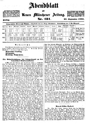 Neue Münchener Zeitung. Morgenblatt (Süddeutsche Presse) Freitag 27. September 1861