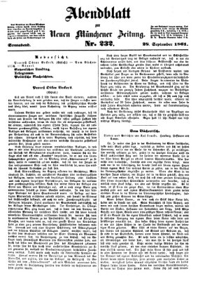 Neue Münchener Zeitung. Morgenblatt (Süddeutsche Presse) Samstag 28. September 1861