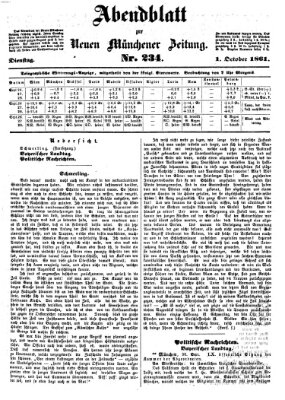 Neue Münchener Zeitung. Morgenblatt (Süddeutsche Presse) Dienstag 1. Oktober 1861