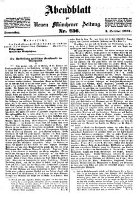 Neue Münchener Zeitung. Morgenblatt (Süddeutsche Presse) Donnerstag 3. Oktober 1861