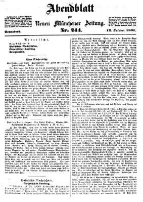Neue Münchener Zeitung. Morgenblatt (Süddeutsche Presse) Samstag 12. Oktober 1861