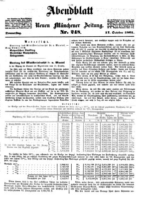 Neue Münchener Zeitung. Morgenblatt (Süddeutsche Presse) Donnerstag 17. Oktober 1861