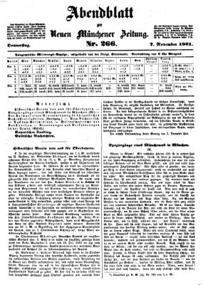 Neue Münchener Zeitung. Morgenblatt (Süddeutsche Presse) Donnerstag 7. November 1861