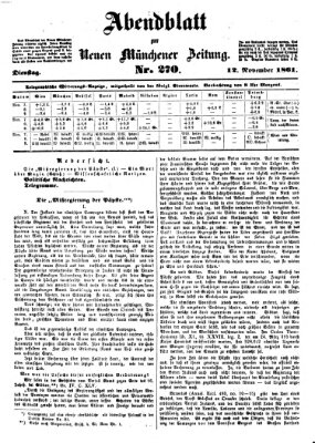 Neue Münchener Zeitung. Morgenblatt (Süddeutsche Presse) Dienstag 12. November 1861