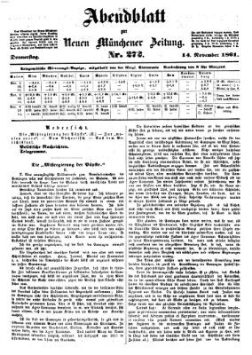 Neue Münchener Zeitung. Morgenblatt (Süddeutsche Presse) Donnerstag 14. November 1861